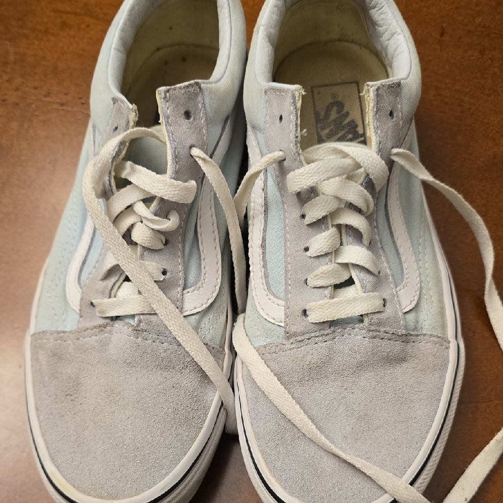 Vans Womens Sz 7.5 Light Blue and White Sneakers